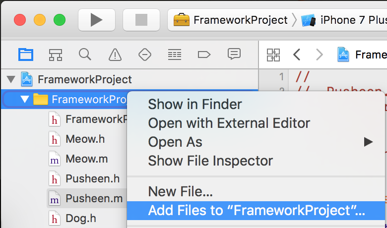 加入 framework 所需的原始碼檔案